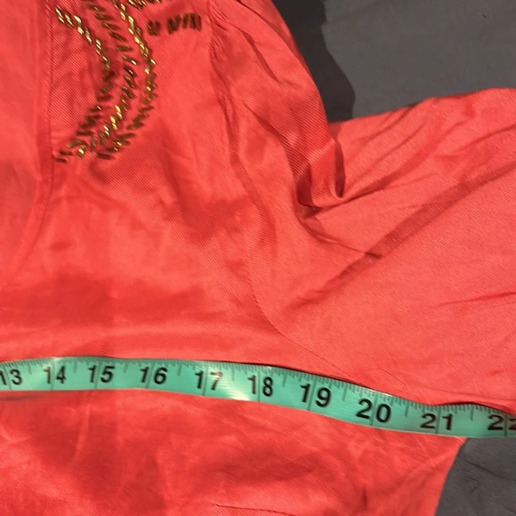 Attention beaded balloon long sleeve Rayon V neck blouse Sz L - Picture 6 of 14